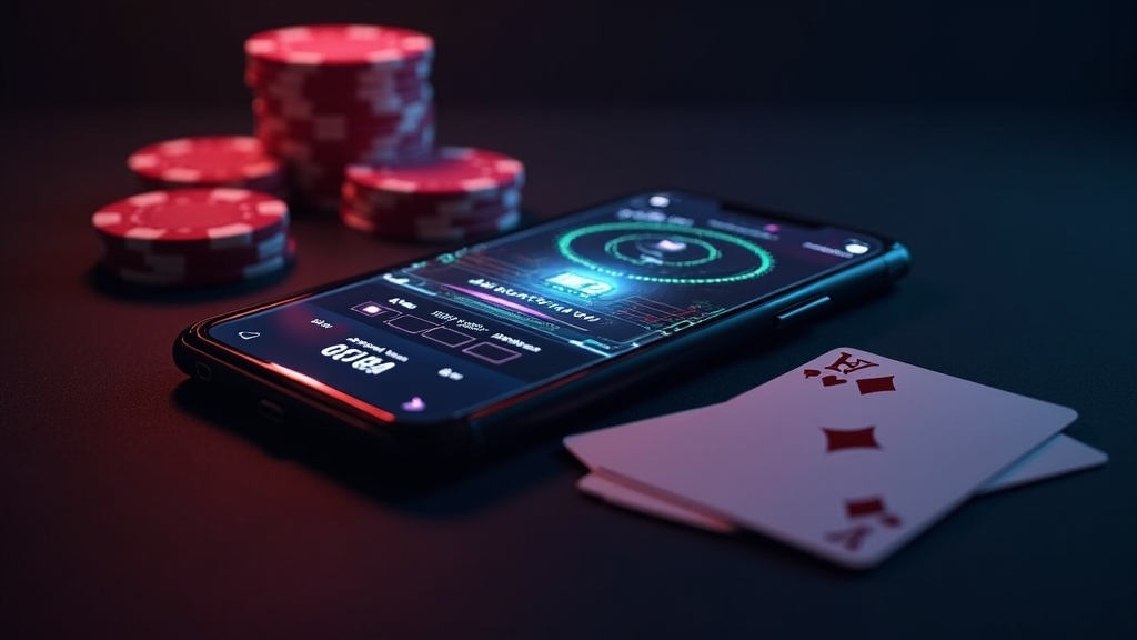 Celular com dicas de uso e interface organizada em cassino escuro