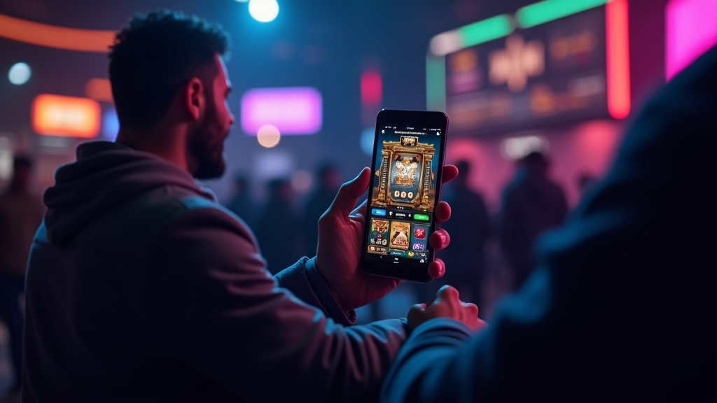 Pessoa usando o celular em modo vertical com interface de jogo otimizada